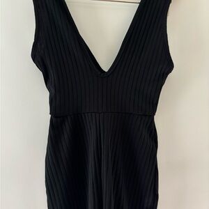 PrettyLittleThing Black Ribbed Plunge Sleeveless
